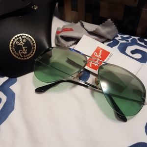 Ray-Ban Silver Rimless Aviator Sunglasses
